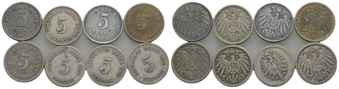  Kaiserreich, 5 Pfennig (8 Kleinmünzen)   