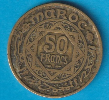Marokko (DK291) 50 Francs 1371(1952) siehe Bild