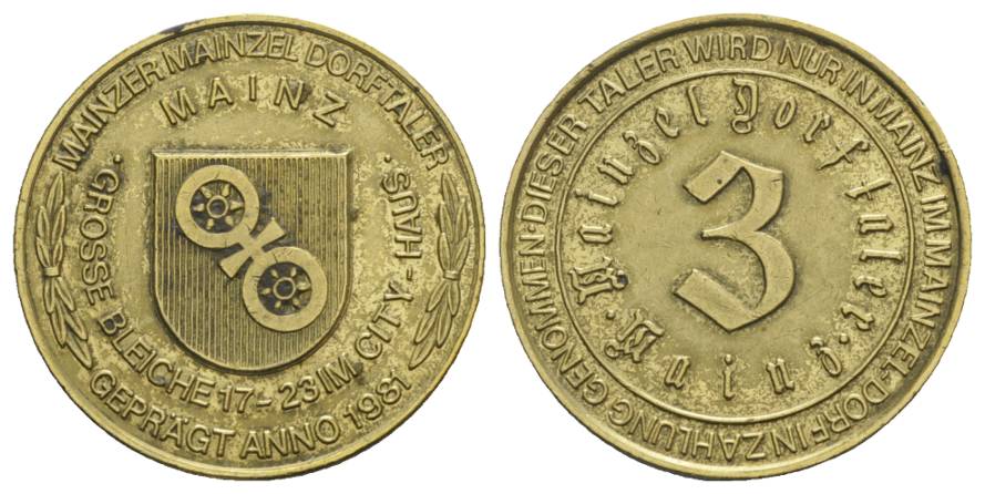  Mainz, Mainzer Mainzel Dorftaler 1981, Bronze; Ø 30 mm; 7,68 g   