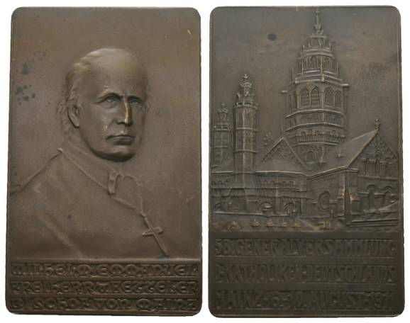  Mainz, Bronzeplakette 1911; Ø 37x59 mm; 54,58 g   