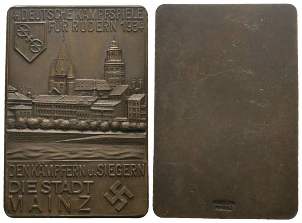  Mainz, Bronzeplakette 1934; Ø 39x59 mm; 38,65 g   