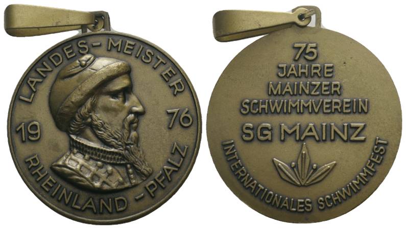  Mainz, tragbare Bronzemedaille 1976; 30,01 g, Ø 42,8 mm   