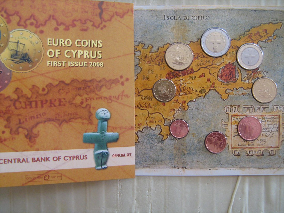  Zypern Kursmünzensatz 2008 3,88 Euro im Original Blister   