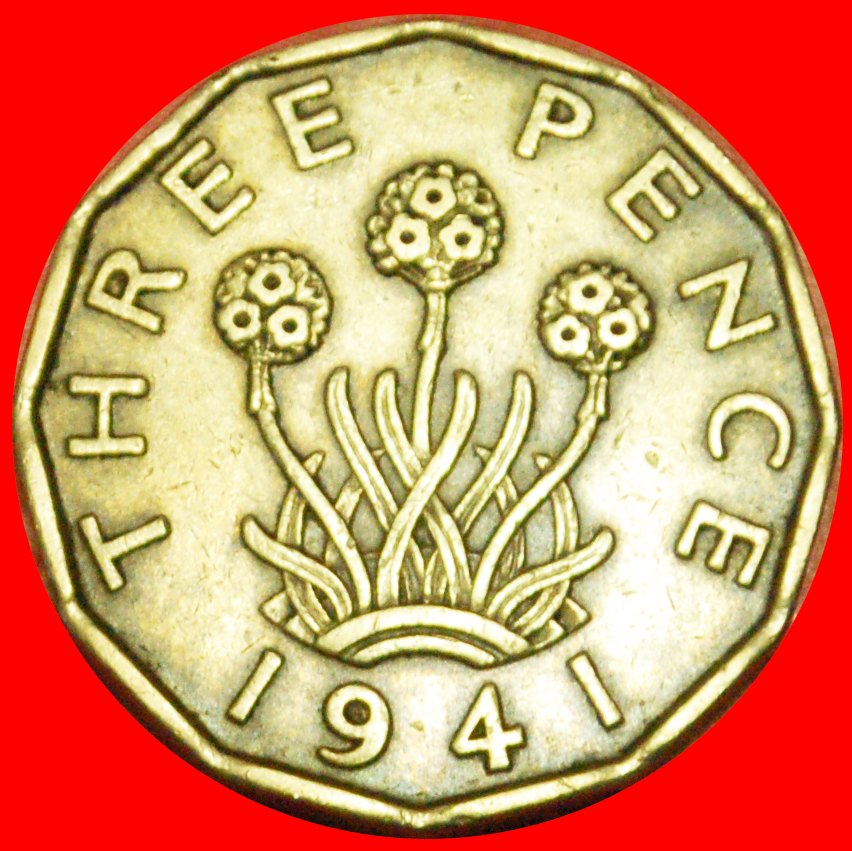  # KRIEGSZEIT (1939-1945): GROSSBRITANNIEN ★ 3 PENCE 1941 GEORGE VI (1937-1952)! OHNE VORBEHALT!   