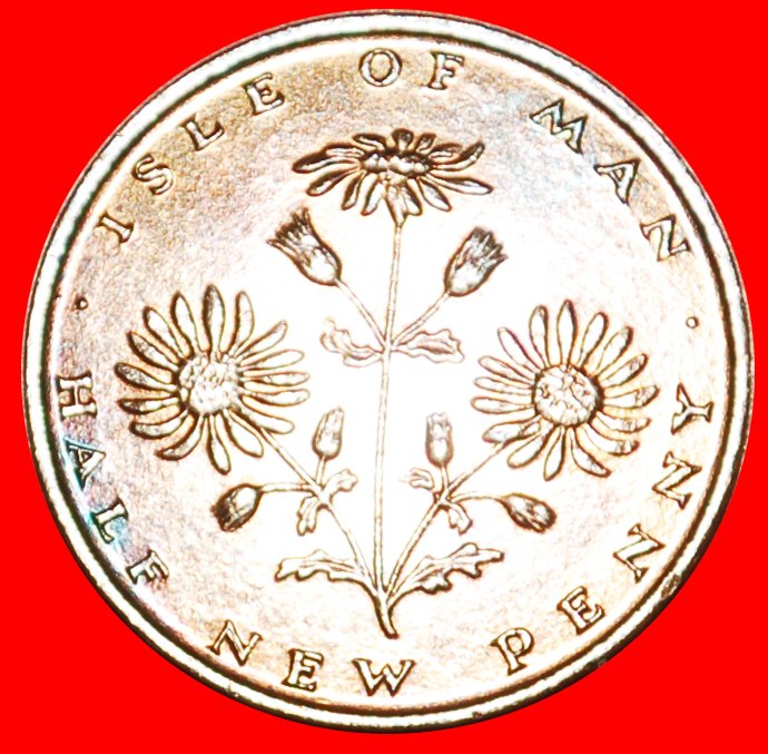  # FLOWER: ISLE OF MAN ★1/2 NEW PENNY 1975PM MINT LUSTER! LOW START ★ NO RESERVE!   