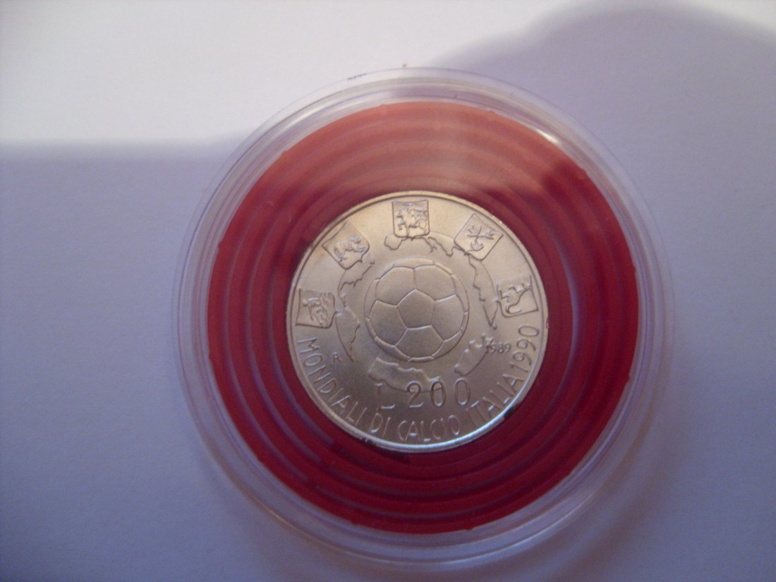 Italien 200 Lire Silber 1989, Fußball WM 1990