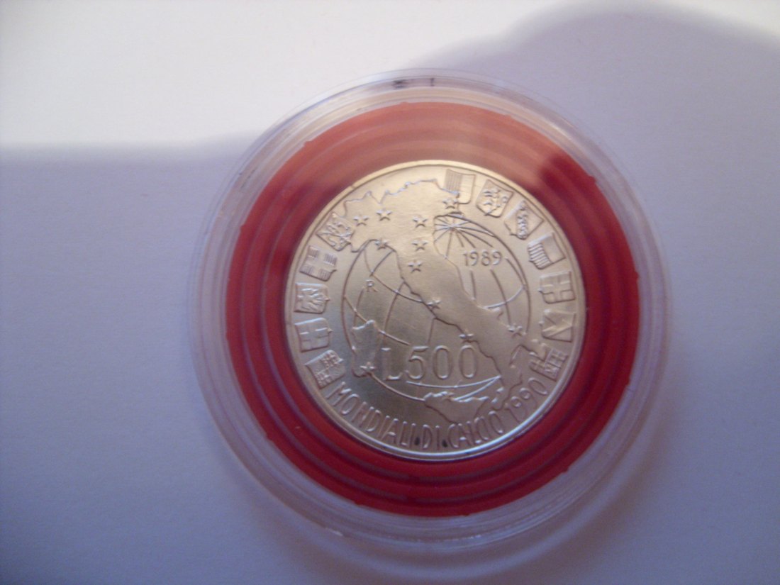 Italien 500 Lire 1989, Silber, Fußball-WM 1990 Italien Stempelglanz