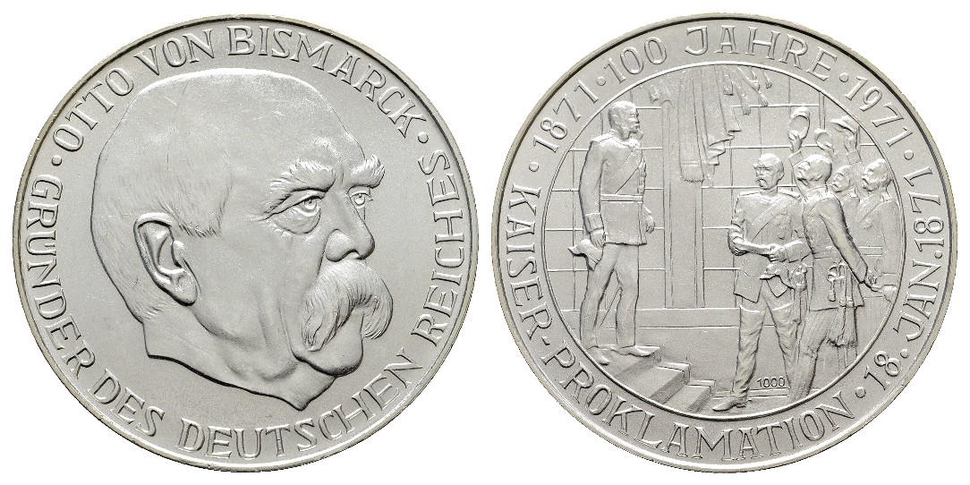  Linnartz Otto von Bismarck Silbermedaille 1971 stgl Gewicht: 25,0g/1.000er   
