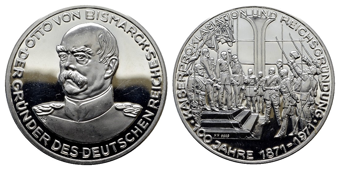  Linnartz Otto von Bismarck Silbermedaille 1971 PP Gewicht: 15,0g/999er   
