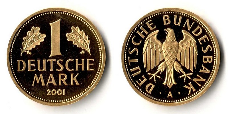 BRD   1 Mark MM-Frankfurt   Feingold: 12g 2001 A  Retirement of the Mark Currency  