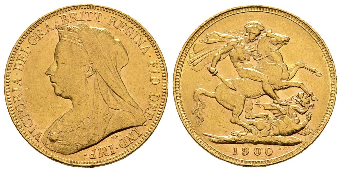 PEUS 1258 Grossbritannien 7,32 g Feingold. Victoria (1837 - 1901) mit Witwenschleier Sovereign GOLD 1900 Sehr schön