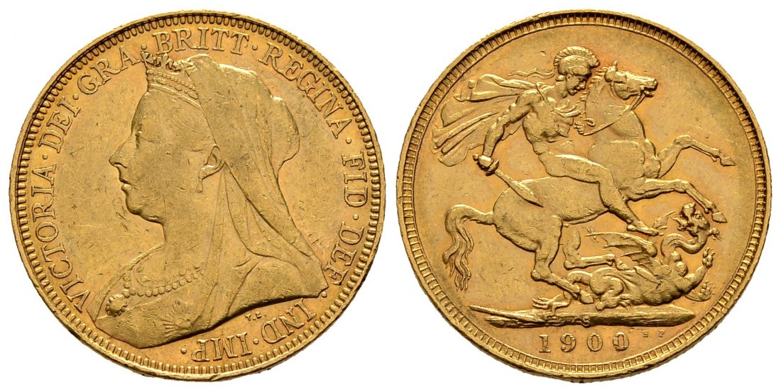 PEUS 1259 Grossbritannien - Australien 7,32 g Feingold. Victoria (1837 - 1901) mit Witwenschleier Sovereign GOLD 1900 S Sydney Sehr schön