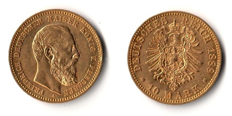 Preussen, Kaiserreich  10 Mark  1888 A MM-Frankfurt Feingold: 3,58g Friedrich III. 1888  