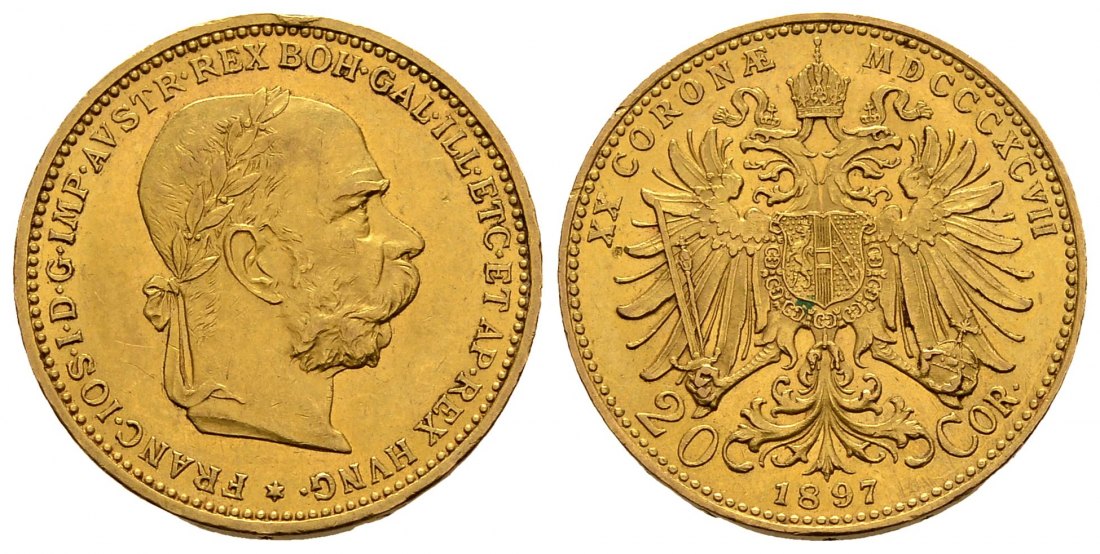 PEUS 1263 Österreich 6,1 g Feingold. Franz Joseph I. (1848 - 1916) 20 Kronen GOLD 1897 Sehr schön / Sehr schön +
