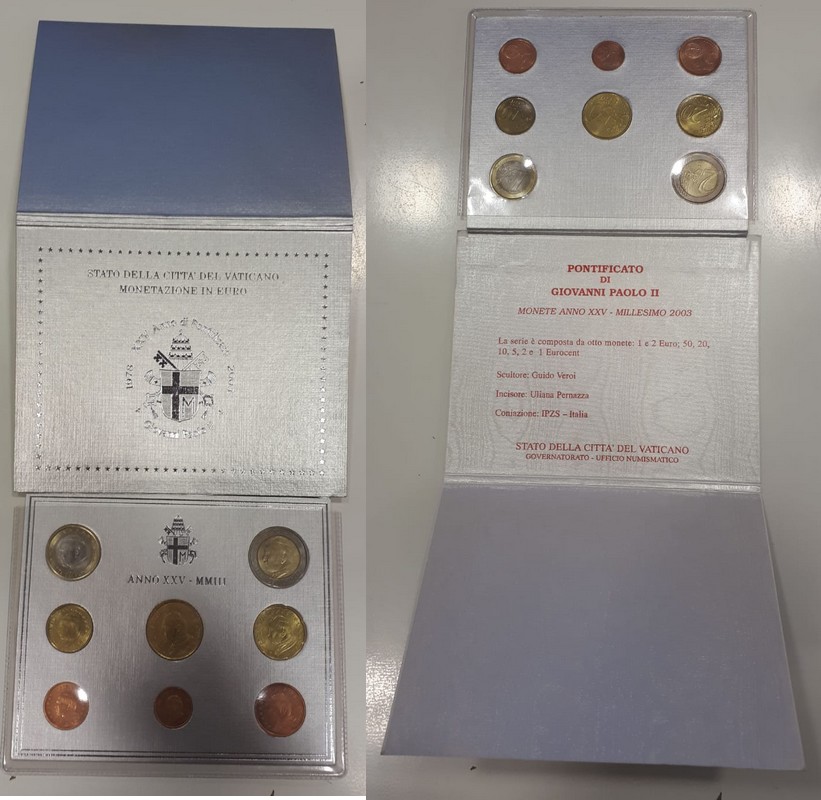  Vatican    Kursmünzensatz   2003     Pontifikat von Johannes Paul II  FM-Frankfurt   