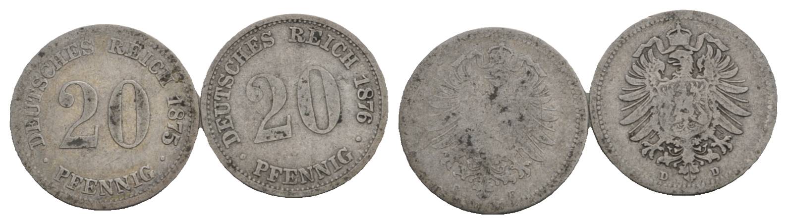  Kaiserreich, 20 Pfennig, 2 Kleinmünzen   