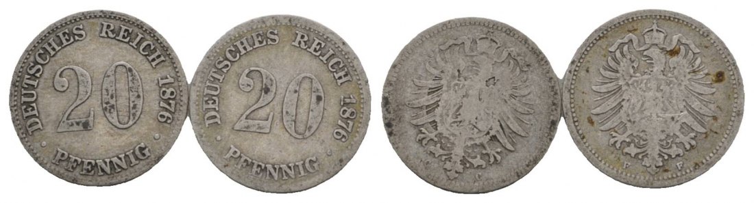  Kaiserreich, 20 Pfennig, 2 Kleinmünzen   