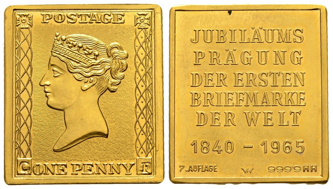 PEUS 1281 BRD 11,95 g Feingold. Jubiläumsprägung erste Briefmarke Briefmarkenprägung GOLD o.J. Stempelglanz