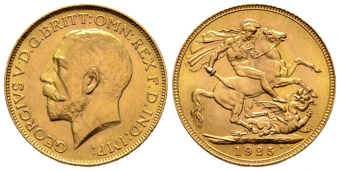 PEUS 1286 Großbritannien 7,32 g Feingold. Georg V. (1910 - 1936) Sovereign GOLD 1925 Vorzüglich +