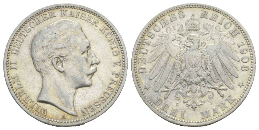  Kaiserreich, 3 Mark 1908   