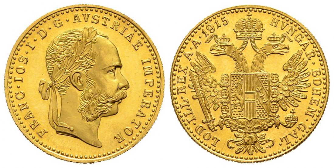 PEUS 1294 Österreich 3,44 g Feingold. Franz Joseph I. (1848 - 1916) 1 Dukat (off.NP) GOLD 1915 Stempelglanz
