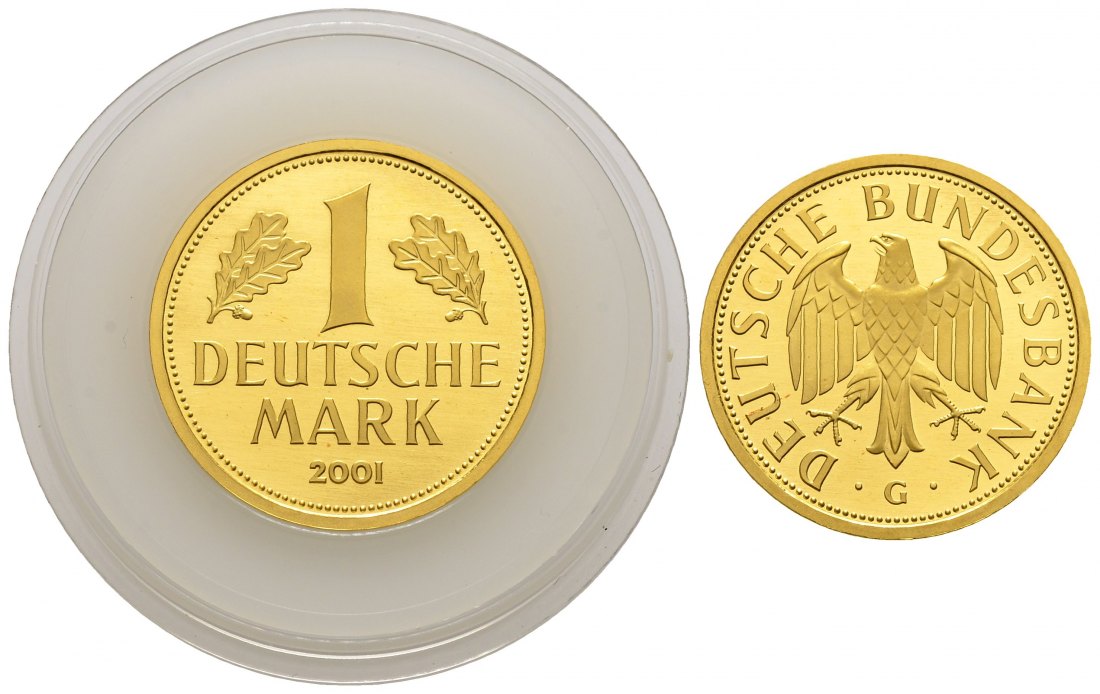 PEUS 1296 BRD 12 g Feingold. 1 Mark GOLD 2001 G Karlsruhe Stempelglanz (Kapsel)