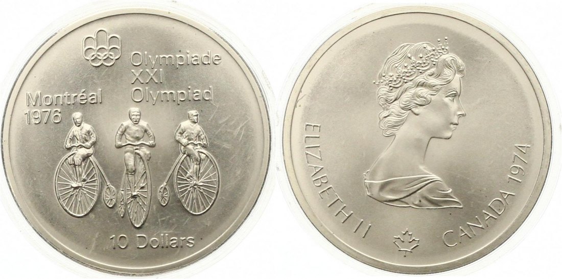  780 Kanada 10 Dollar Olympiade 1974 Silber 44,9 g. Fein Stempelglanz   