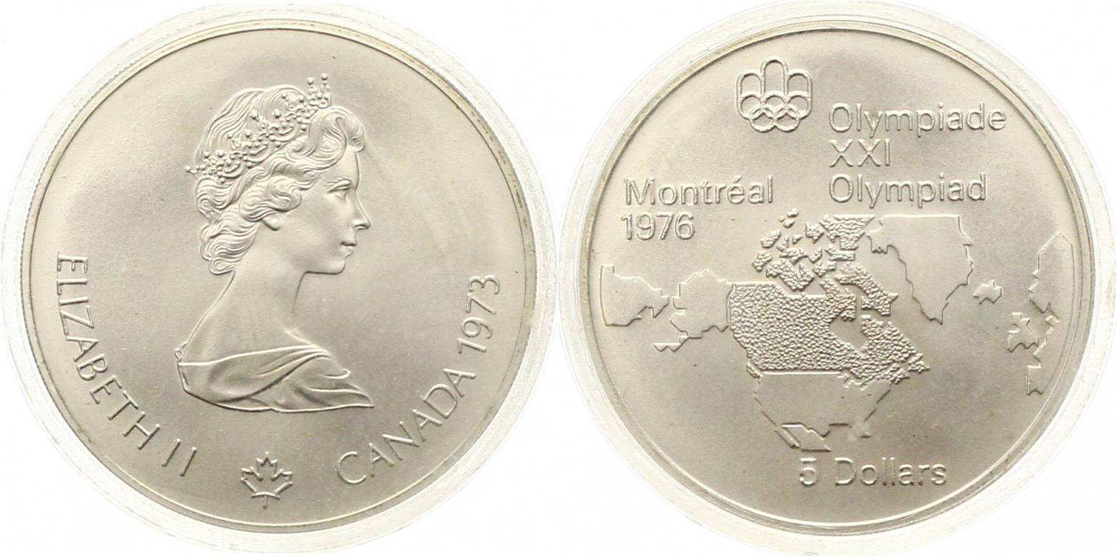  786 Kanada 5  Dollar Olympiade 1973 Silber 22,4 g. Fein Stempelglanz   