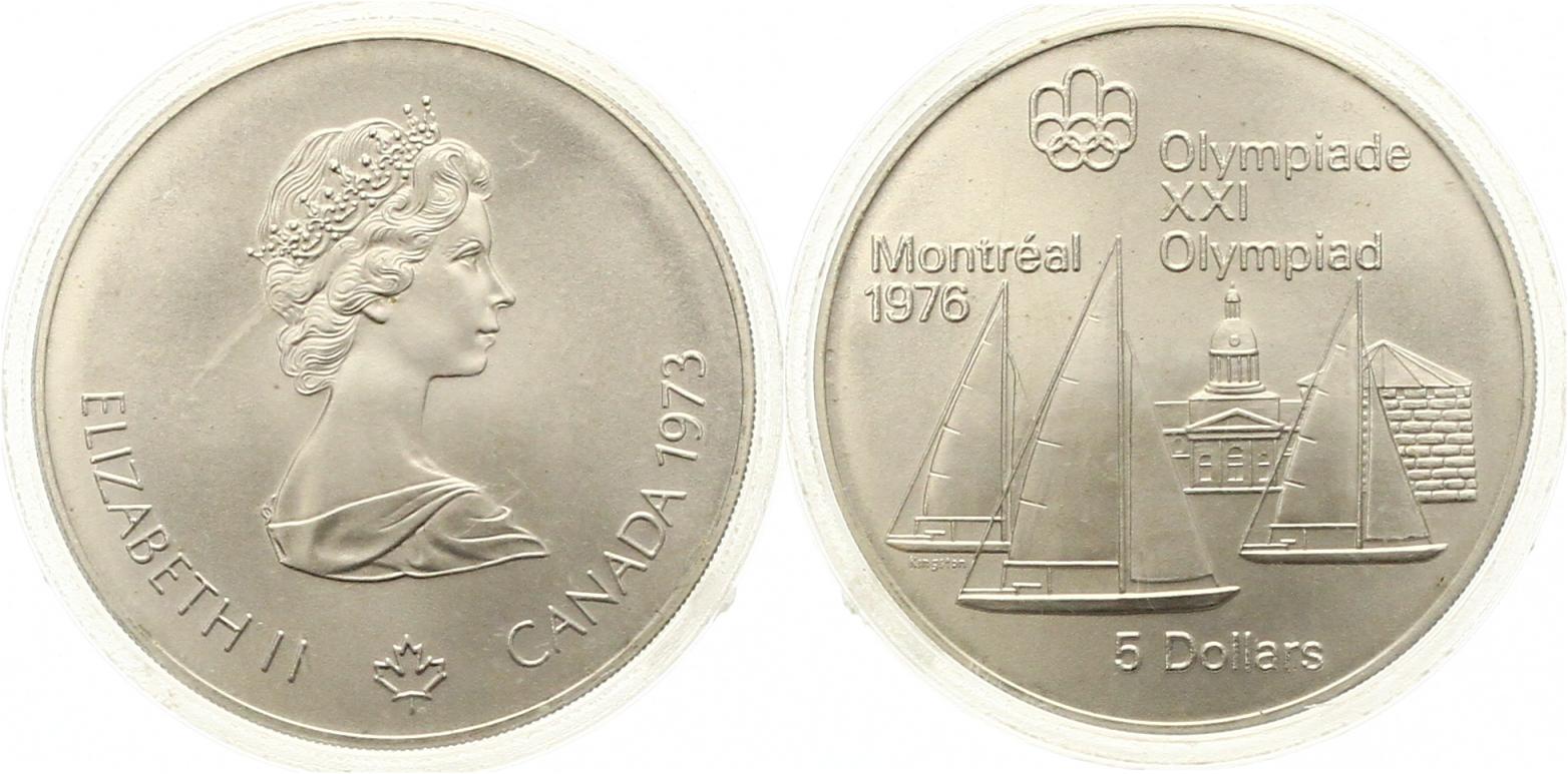  787 Kanada 5  Dollar Olympiade 1973 Silber 22,4 g. Fein Stempelglanz   