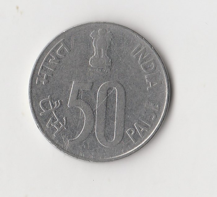  50 Paise Indien 1991 mit Raute unter der Jahreszahl  (I544)   