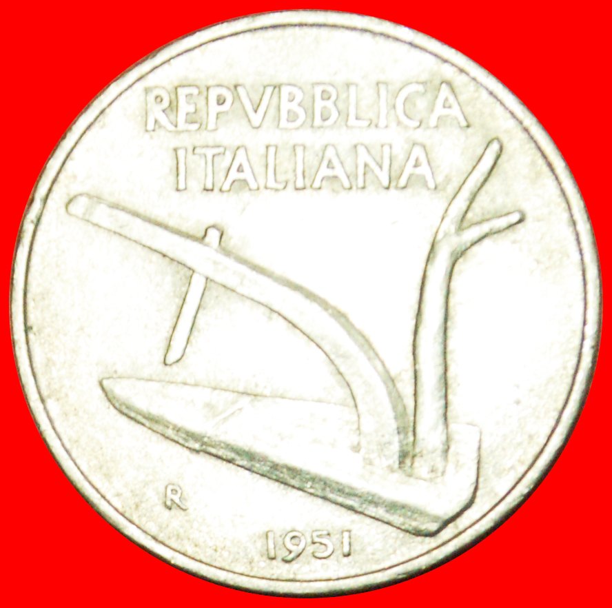  # PFLUG UND ÄHREN (1951-2001): ITALIEN ★ 10 LIRE 1951R! OHNE VORBEHALT!   