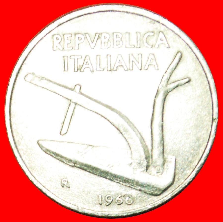  # PFLUG UND ÄHREN (1951-2001): ITALIEN ★ 10 LIRE 1966R VZGL STEMPELGLANZ! OHNE VORBEHALT!   