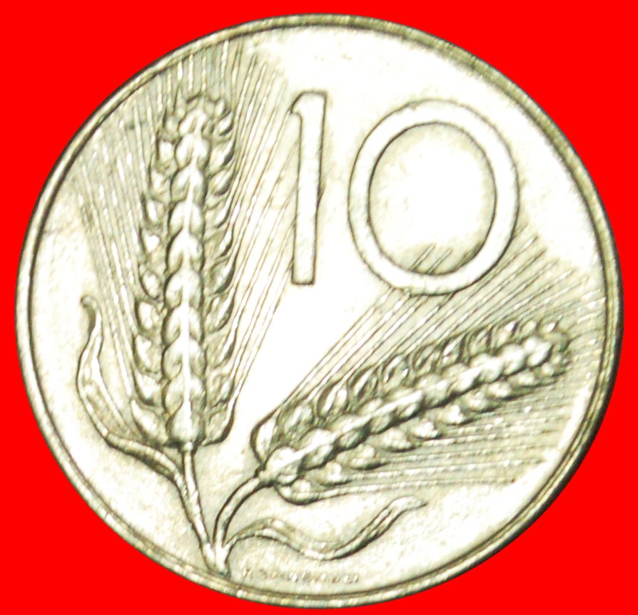 # PLOUGH AND EARS (1951-2001): ITALY ★ 10 LIRE 1976R MINT LUSTER! LOW START ★ NO RESERVE!