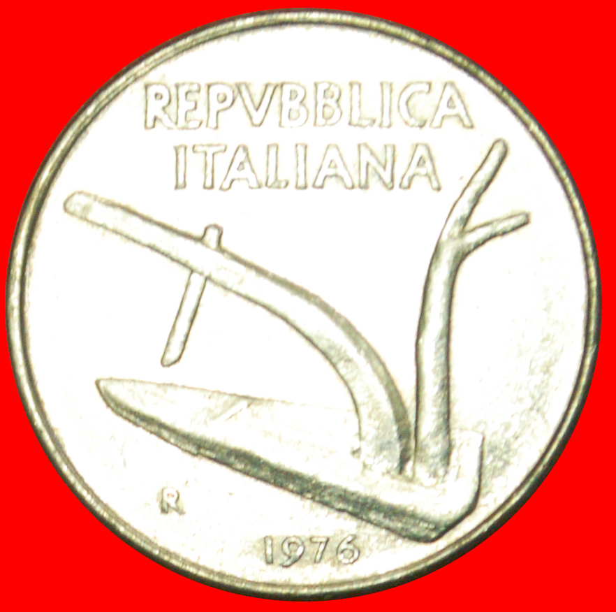  # PFLUG UND ÄHREN (1951-2001): ITALIEN ★ 10 LIRE 1976R VZGL STEMPELGLANZ! OHNE VORBEHALT!   