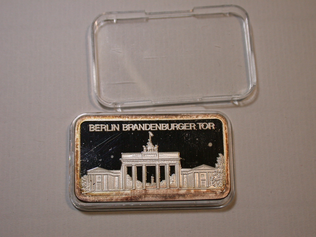 Anlagesilber 999 Silberbarren 31,1 Gramm 1 Unze Berlin Brandenburger Tor, Degussa, PP, in Kapsel