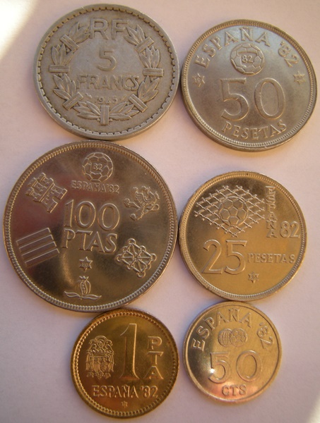 6 Münzen Frankreich und Spanien