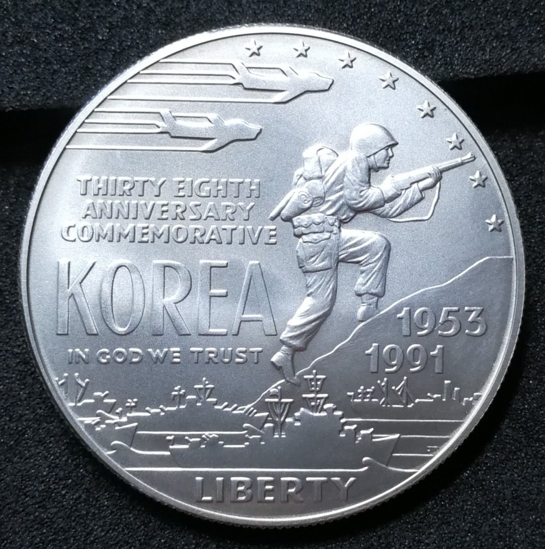 USA 1$ one Dollar 1991 D Denver 38th Anniversary Korean War Silber Münze Coin