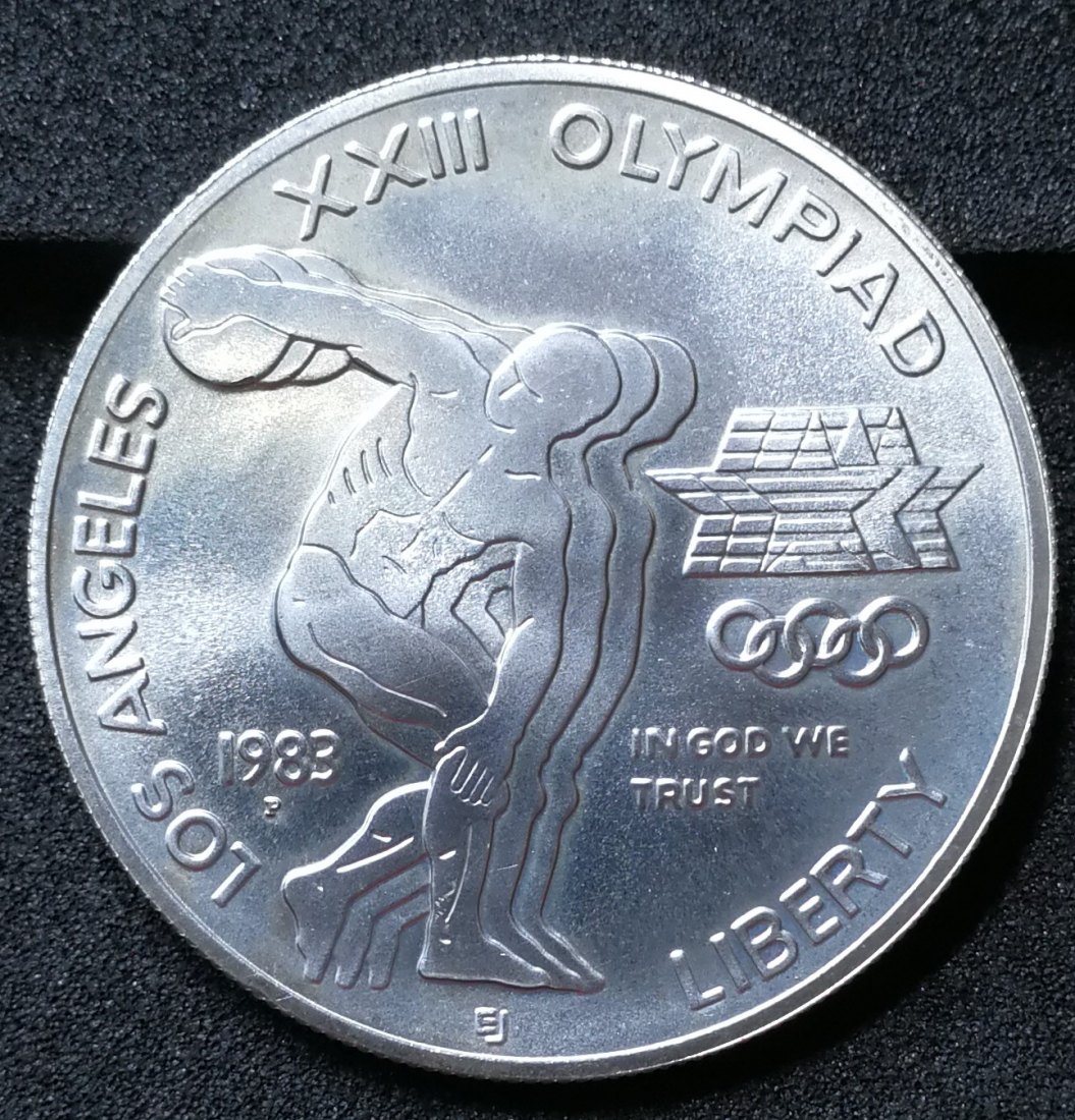 USA 1$ one Dollar 1983 P Philadelphia XXIII summer Olympic Games / Disc Thrower Silber Münze Coin