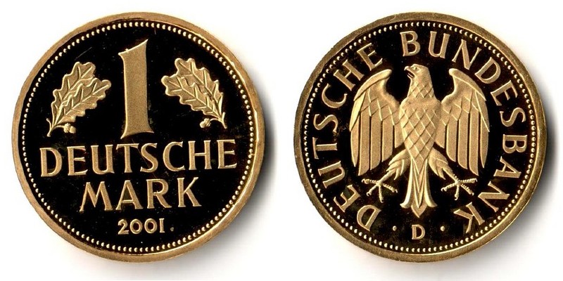 BRD   1 Mark  2001 D MM-Frankfurt   Feingold: 12g Retirement of the Mark Currency  
