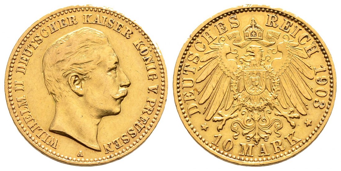 PEUS 1389 Preußen - Kaiserreich 3,58 g Feingold. Wilhelm II.(1888 - 1918) 10 Mark GOLD 1903 A Fast Vorzüglich