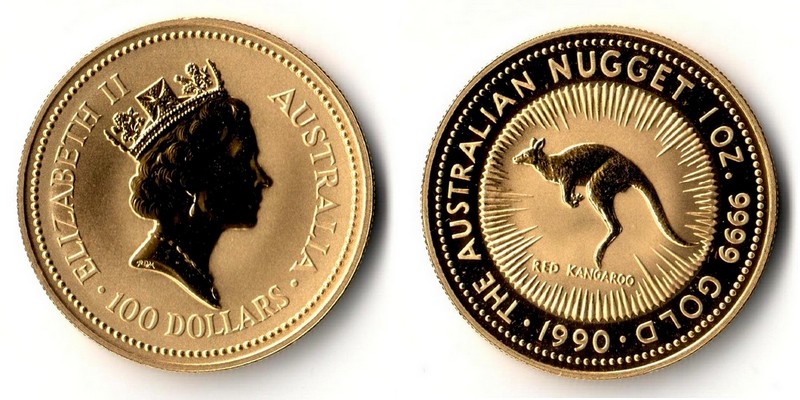Australien  100 Dollar  1990 MM-Frankfurt Feingold: 31,1g Red Kangaroo  