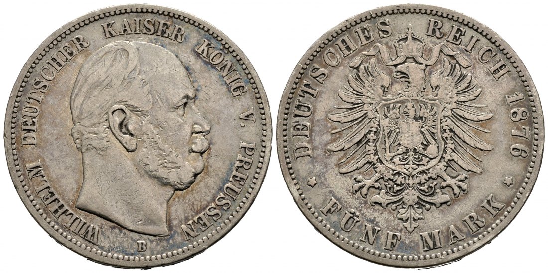PEUS 1355 Preußen - Kaiserreich Wilhelm I. (1861 - 1888) 5 Mark 1876 B Hannover Sehr schön