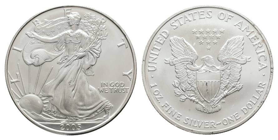  USA, 1 oz. Fine silver dollar, 1 Dollar ( 31,37 g / 40,57 mm)   