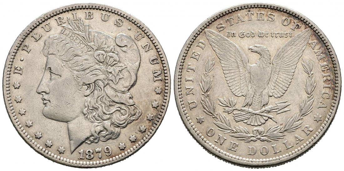 PEUS 1356 USA 24,06 g Feinsilber. Morgan Dollar SILBER 1879 Sehr schön