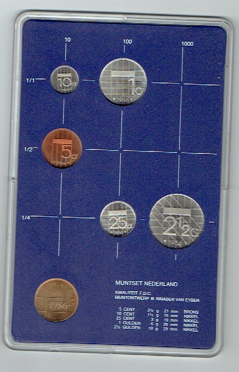  Kursmünzensatz Niederlande 1986 in F.D.C. (k620)   