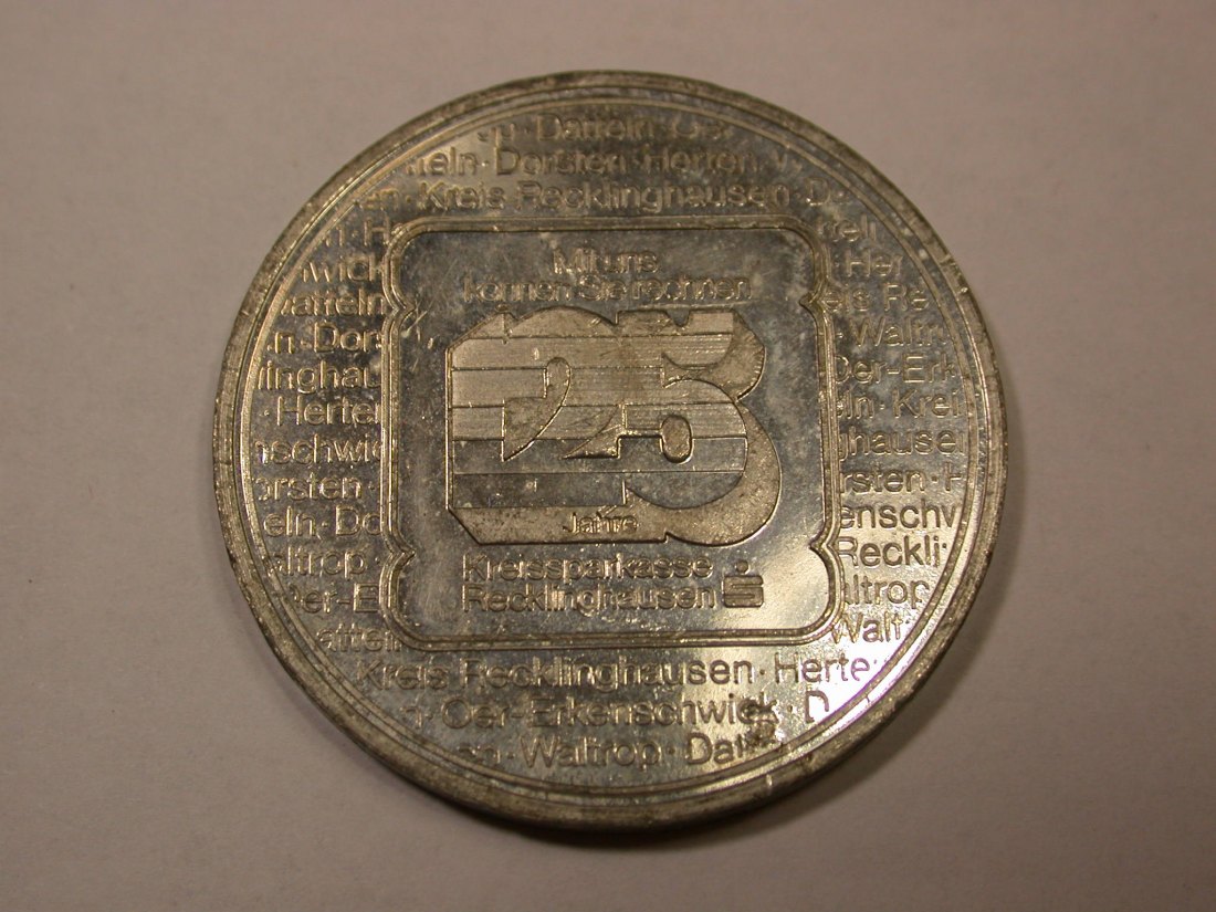  C08 Kreissparkasse Recklinghausen 125 Jahre 1980 in f.st PP Medaille   Orginalbilder   