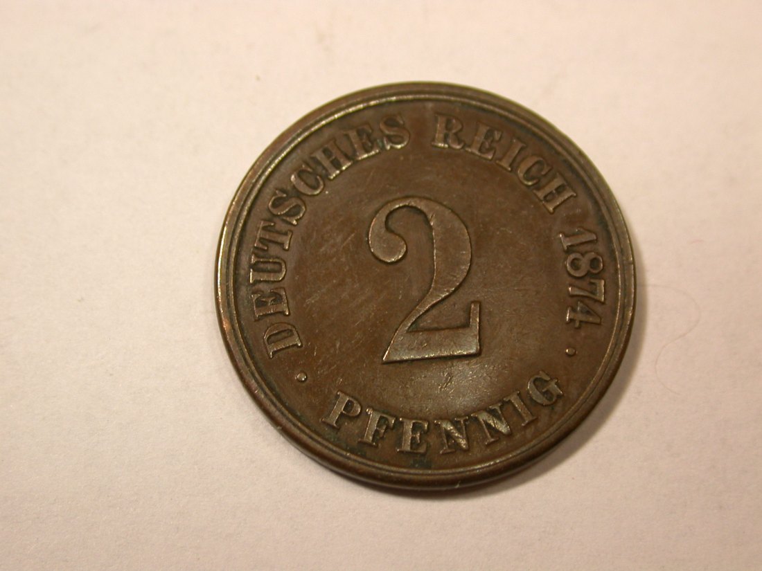 C08 KR 2 Pfennig 1874 A ss/ss+ Orginalbilder