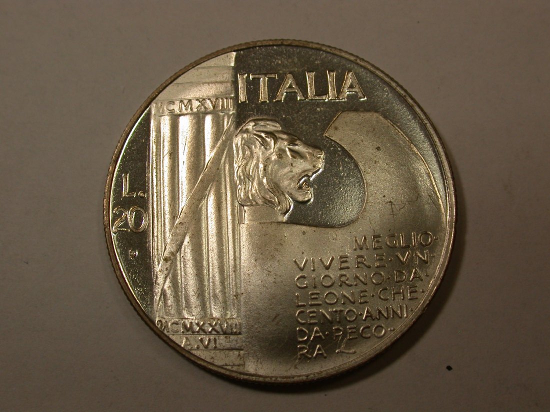  C08 Italien 20 Lire Mussolini Nachprägung 14,1 Gr. 35mm in PP  Orginalbilder   