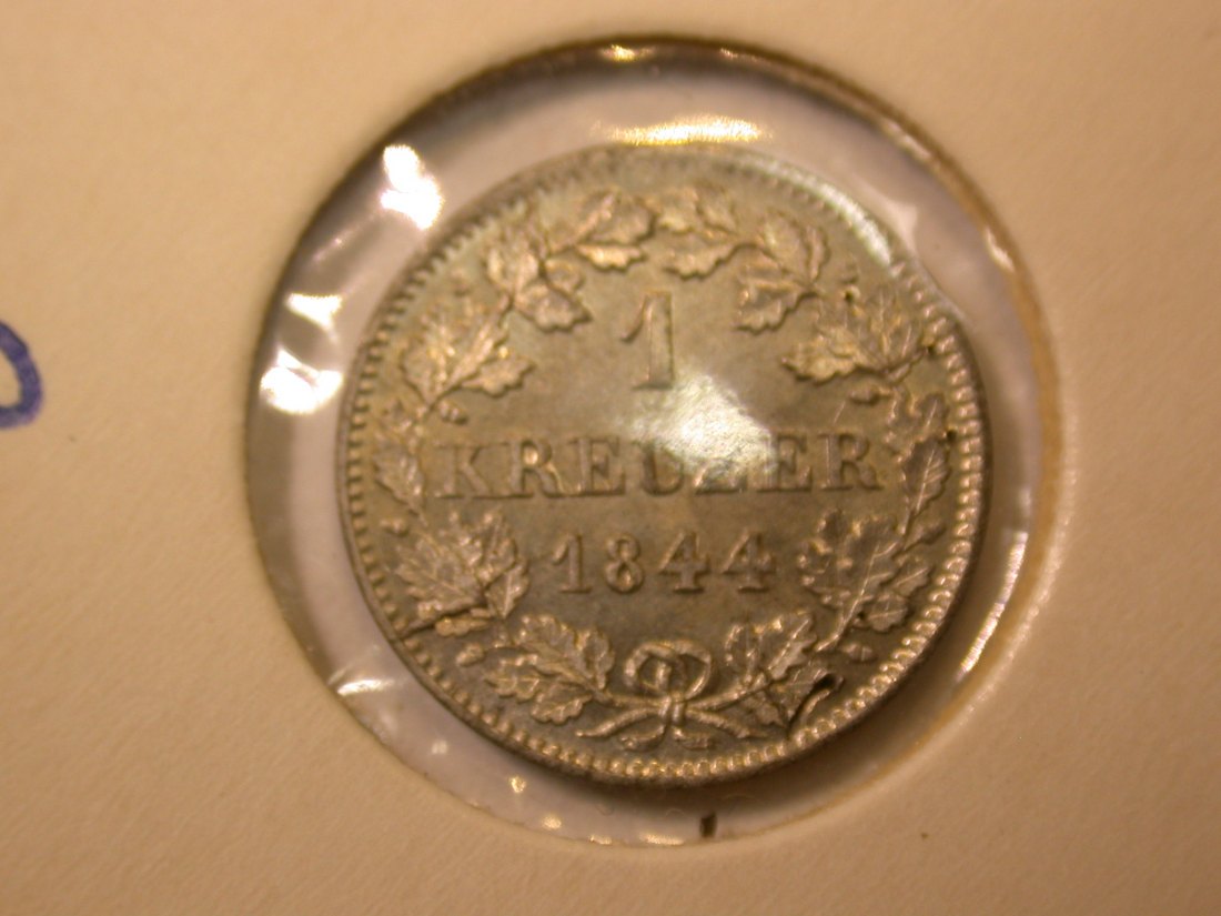 C08 Bayern 1 Kreuzer 1844 in f.st/ST Orginalbilder