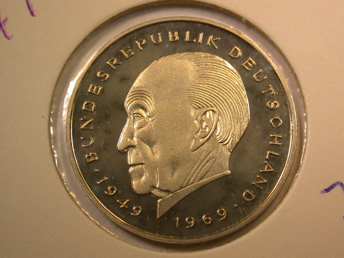 C08 BRD 2 Mark Adenauer 1984 F in PP-fein Orginalbilder